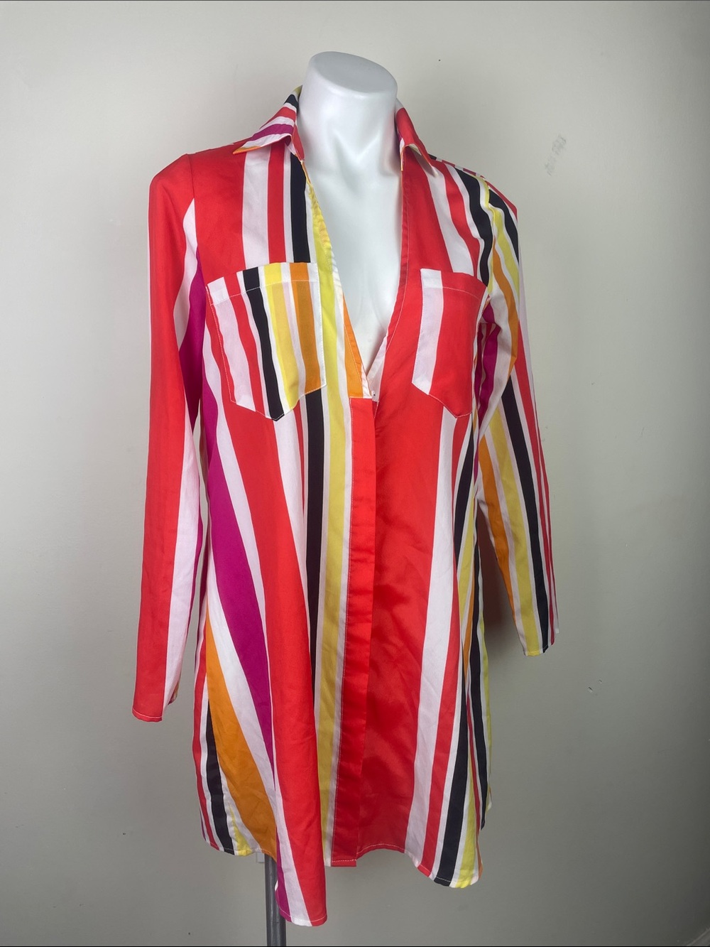 Pretty Little Thing Striped Long Sleeve Shirt Dress